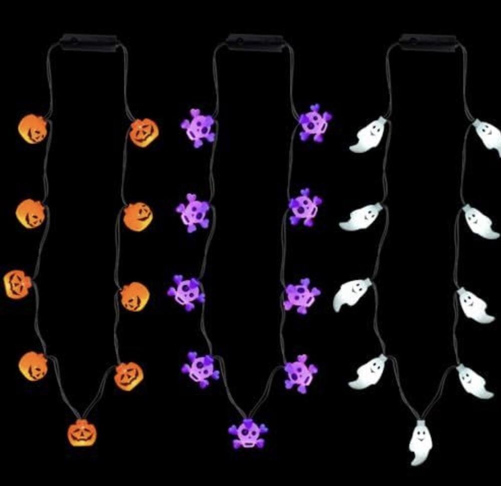Bstge 3 Pcs Halloween Light Up Necklaces , 3 Modes New